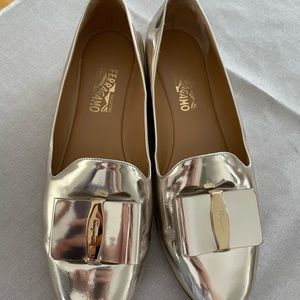 Salvatore Ferragamo Silver Ballerinas